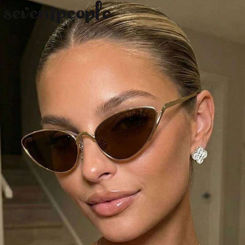Vintage Sexy Cat Eye Punk Sunglasses Women 2026 Luxury Brand Trendy Outdoor Travelling Sun Glasses Metal Frame Shades For Ladies 26W0224