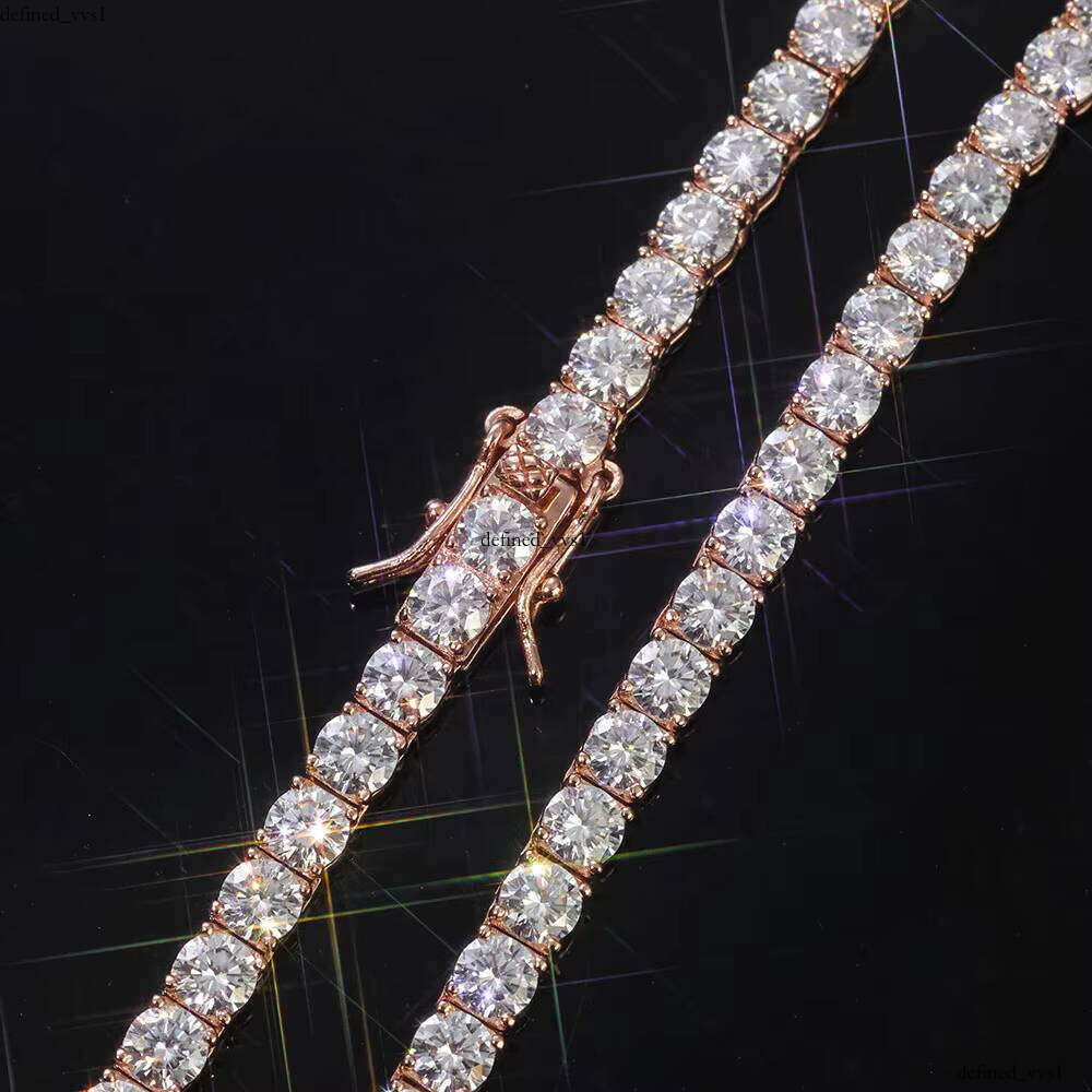 Eskeem Lab VVS Moissanite 5mm VVS Moissanite Tennis Bracelet for Women Iced 925 Silver Rose Gold Plated Jewelry Gift
