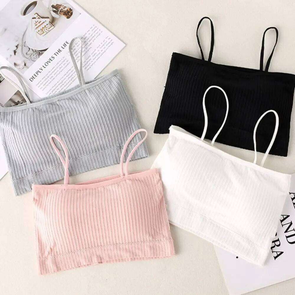 Fashion Slim Women Tank Bra Polyester Fiber Tube Top Underwear Korean Version Breathable Sleeveless Strap 26Y0224