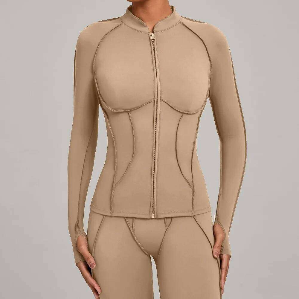 Outdoor Fitness Sports Top Zipper Long Sleeve Stand Collar Women Tight-Fitting Quick-Dry Autumn Winter Gym Yoga Wear 26Y0224