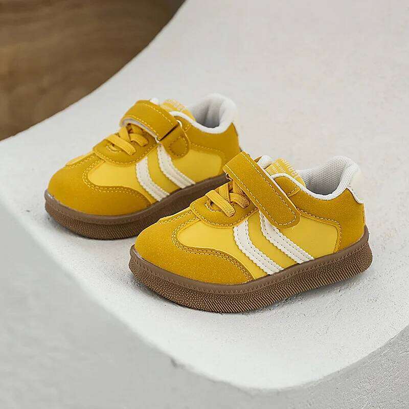 Kids'Casual Solid Color PU Leather Autumn Sports Shoes For Children Breathable Anti-slip Versatile Yellow Pink Size 21-30 26W0224