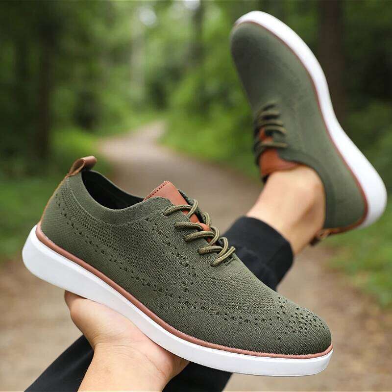 New Men's Mesh Sneakers Casual Versatile Knit Lightweight Comfortable Sole Walking Breathable Non-Slip Running Shoes