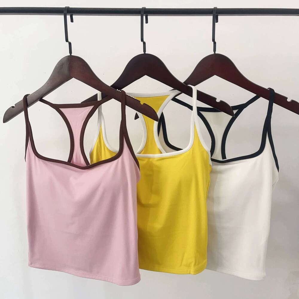 Fixed chest cushion, contrasting color, fine strap, beautiful , sports bra, women's suspender, underwear, yoga clothes, fitn 26Y0224