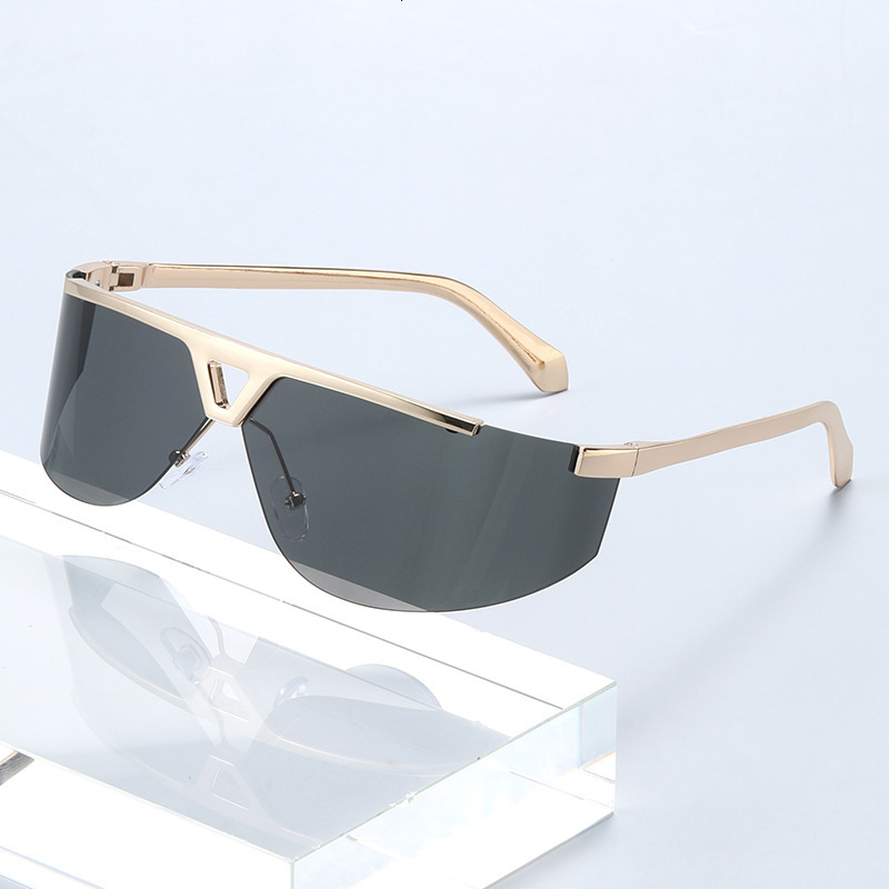 irregular Sunglasses New Frameless Uv400 Sunglasses Glasses Fashion Retro Gray Metal Frame Anti-Ultraviolet