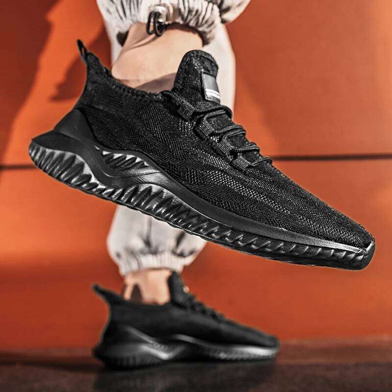 MAEDEF Men Mesh Casual Shoes Breathable High Quality Sneakers Summer Lace-Up Lightweight Black Big Size Walking Man Tennis Shoe