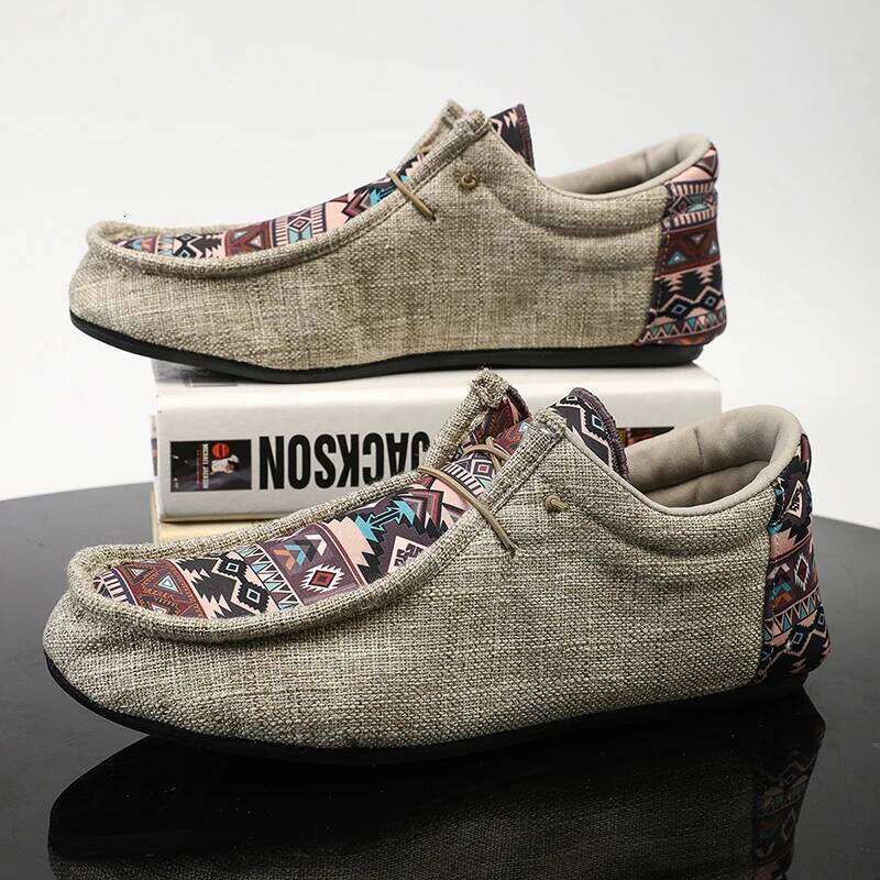 Mens Casual Loafers Lightweight Comfortable Canvas Summer Non Slip Breathable Boat Shoes for Men Outdoor Walking Flats Shoe