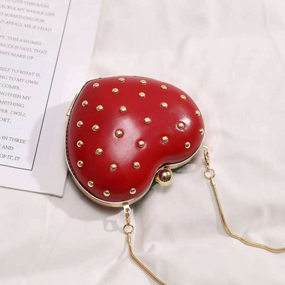Women's Summer Fashion Cute Strawberry Crossbody Rivet Snake Bone Chain Bag