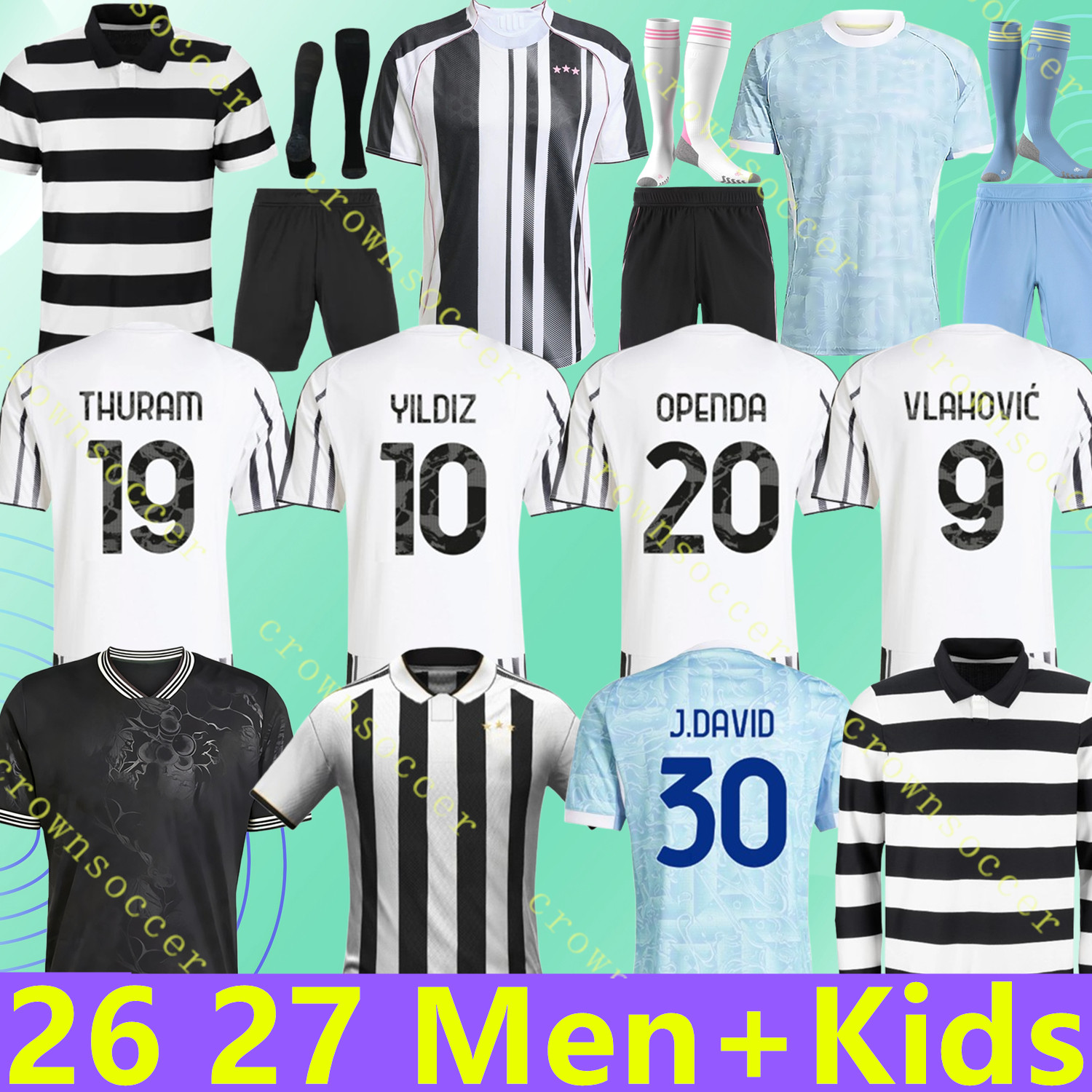Juventues 2026 2027 YILDIZ THURAM Soccer JerseyS 26 27 Home away third OPENDA BREMER F.CONCEICAO E.ZHEGROVA VLAHOVIC ADZIC Men KID Fan Player Football Jersey Shirt Kit