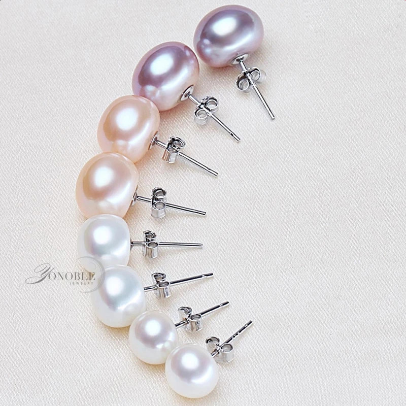 Genuine Freshwater Pearl Stud Earrings For WomenClassic White Natural 925 Silver Pearl Earring Jewelry Wife Girl Birthday Gift 260205