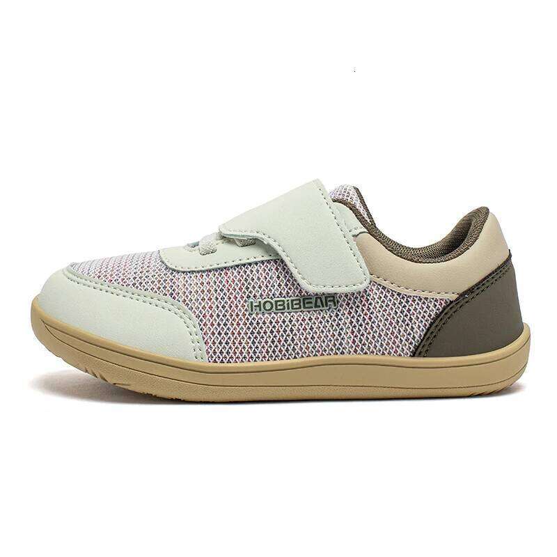 HOBIBEAR Wide Toe Barefoot Kids Minimalist Hook Loop Casual Sneakers Mesh Breathable Zero Drop Shoes 26W0224