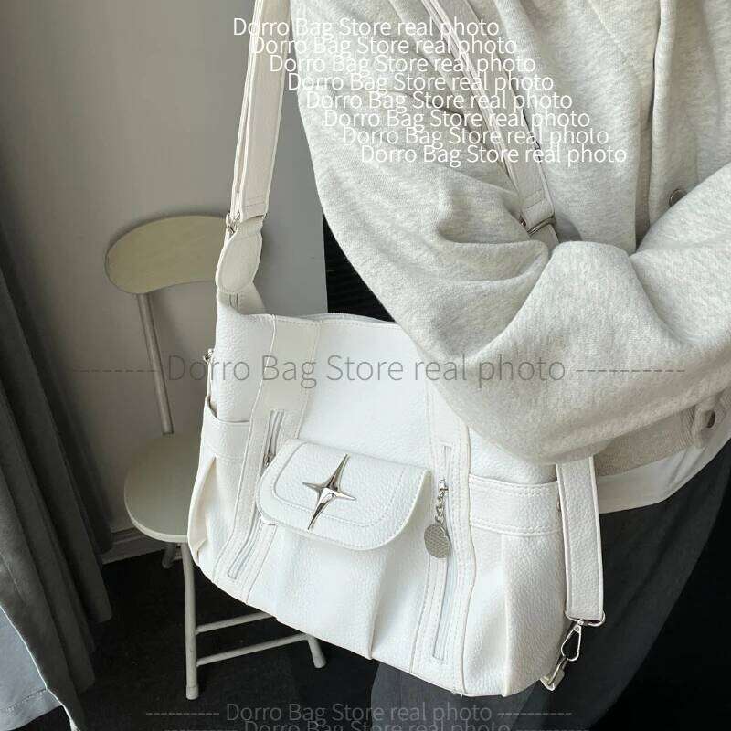 Simple Solid Color Pu Leather Women Shoulder Bag Soft Large Capacity Female Travel Backpack Sweet Cool Stars Ladies Tote Handbag Z260224