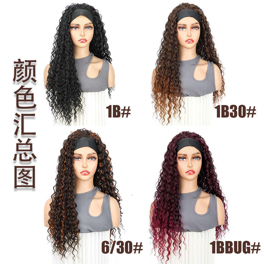 European And American Export Wig For Women Small Curly Headscarf Long Afro Head Cover Headband Wigs In Stock SHXI