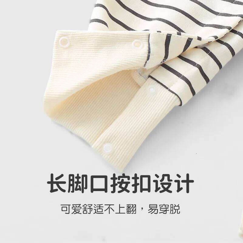 YouqiChinese Clothes Striped Romper Pure Cotton Baby Jumpsuit and Autumn Long-Sleeve Newborn Spring Crawling Suit 26Y0224
