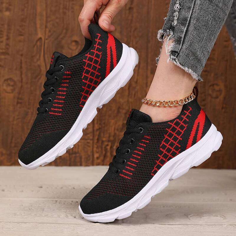 2025 Summer New Women Fashion Mesh Breathable Non Slip Casual Lace Up Sneakers Women's Outdoor Trendy Tennis Flat Shoes