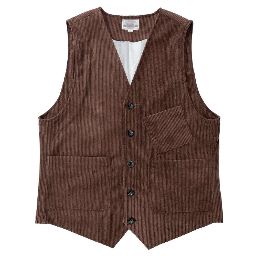 Cross-Border In-Stock Men's Retro Corduroy Vest British Business Casual Top American Style Waistcoat