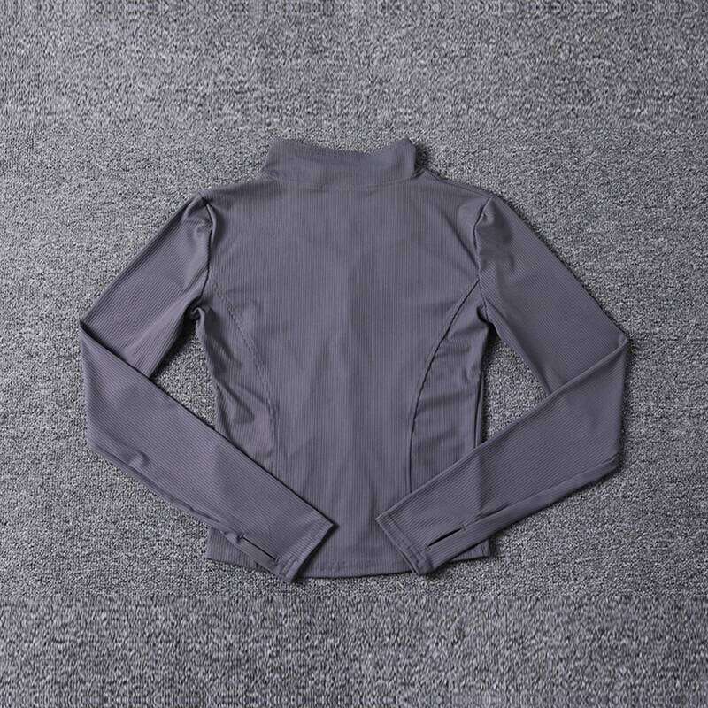 New Fashion Slim Fit Women Yoga Long Sleeve Gym Breathable Workout Top Quick Dry Sports Coat Full Zip 26Y0224