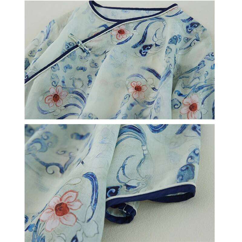 Mardi Hefxessdr Summer Cotton Chinese Style Vintage Print Dresses For Women New Casual Loose Long Dress Femme Robe Vestidos Elegant Clothes