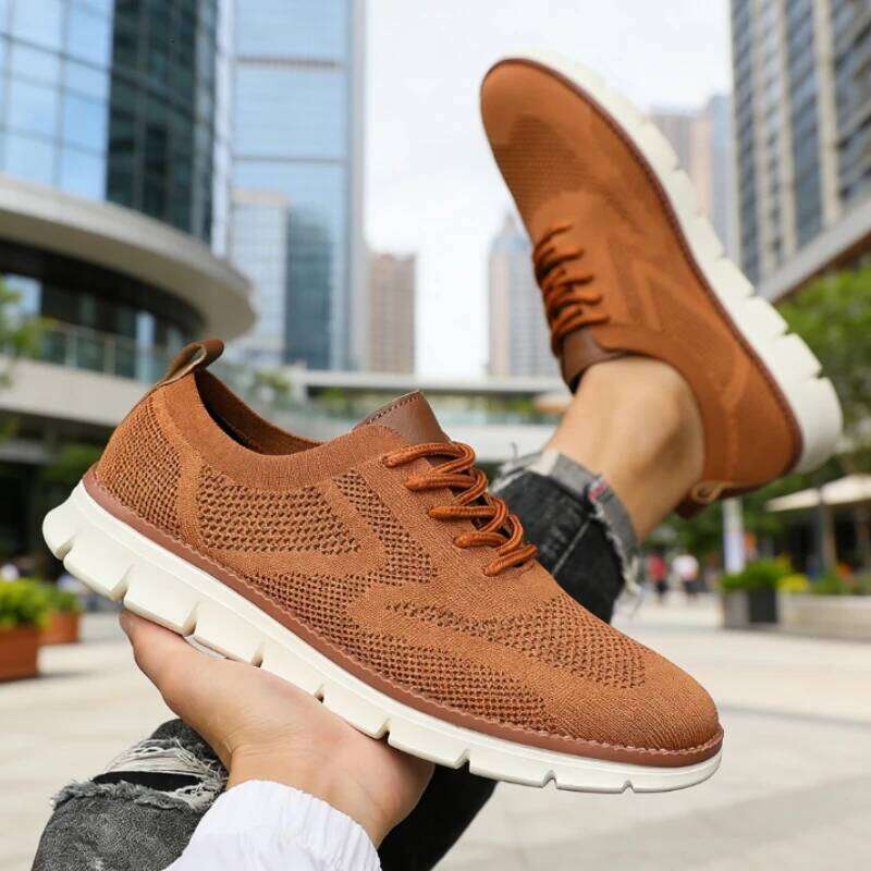 Popular Men's Mesh Sneakers Comfortable Airy Soft Sole Fashionable Lightweight Casual Anti Slip Breathable Walking Shoes