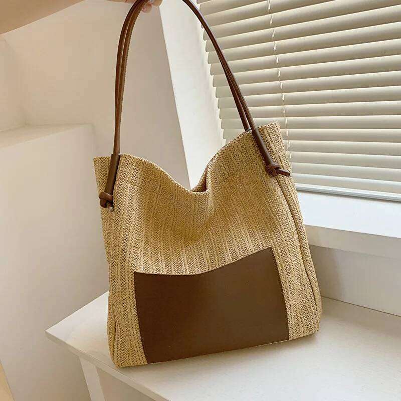 Women Casual Handmade Shoulder Beach Hollow Out Knitting Tote Bag Large Capacity Handbag Z260224
