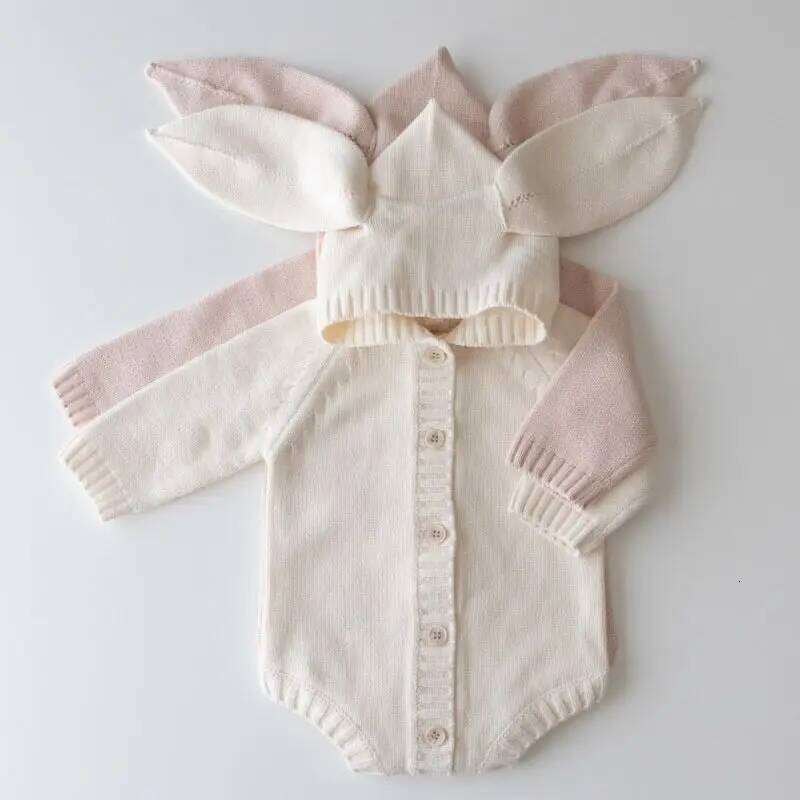 Toddler Bunny Ears Bodysuit Cute Baby Knitted Romper Easter Rabbit Jumpsuit 26H0224