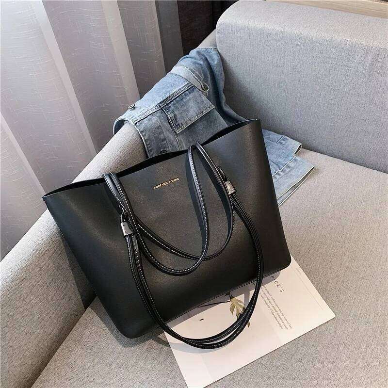 Ladies' Large-capacity Fashionable High-quality PU Handbag Niche Commuter Tote Minimalist Style Classic Shoulder Bag Z260224