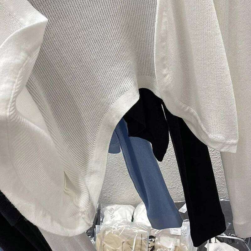 2025 Girls Fashion Solid Knitted Cardigan Women Outside Loose Fit Short Tops Lady Classic Korean Ice Silk Clothes 26L0224