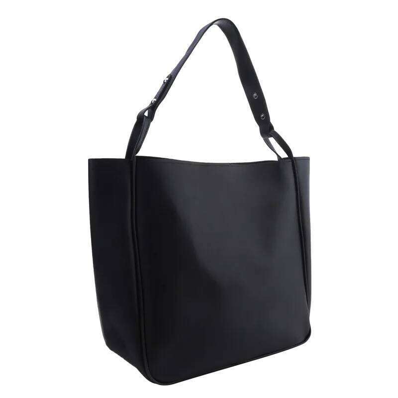 Simple Women Bucket Shoulder New Solid Color Handbags Retro Tote Large Capacity Pu Leather Bags 2024 Z260224