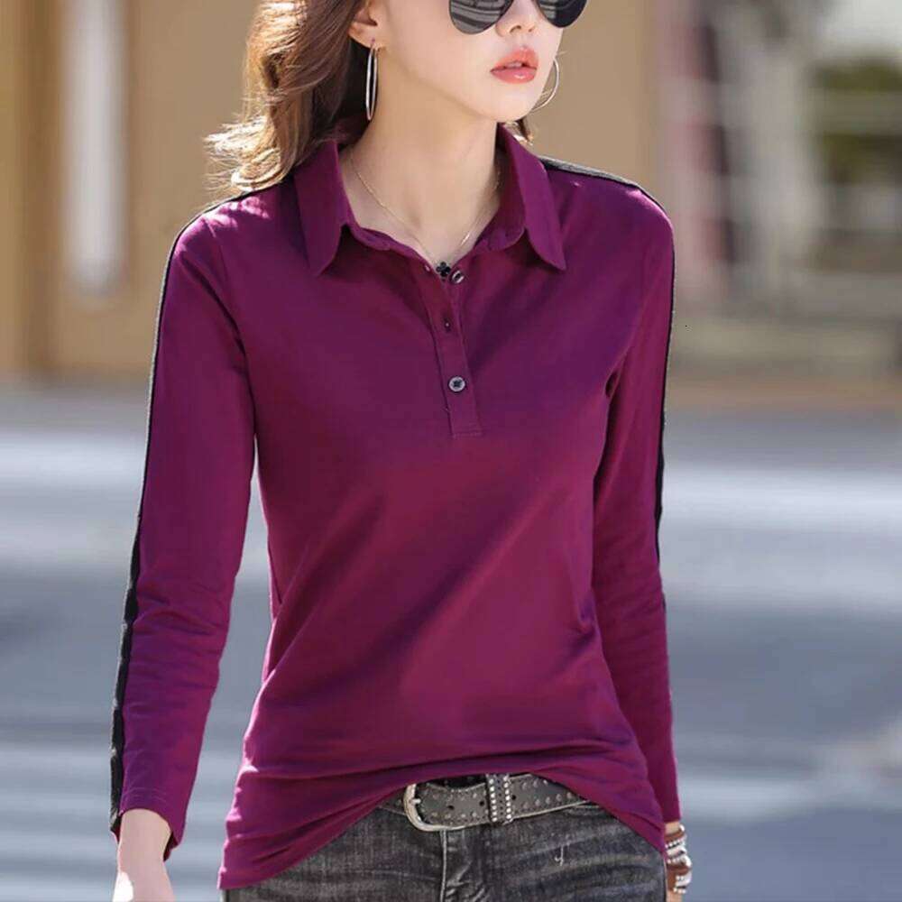 European Station Long sleeved T-shirt Women's Summer New Fashion Light Pure Cotton Polo Neck Casual Large Size Loose Top 26W0224