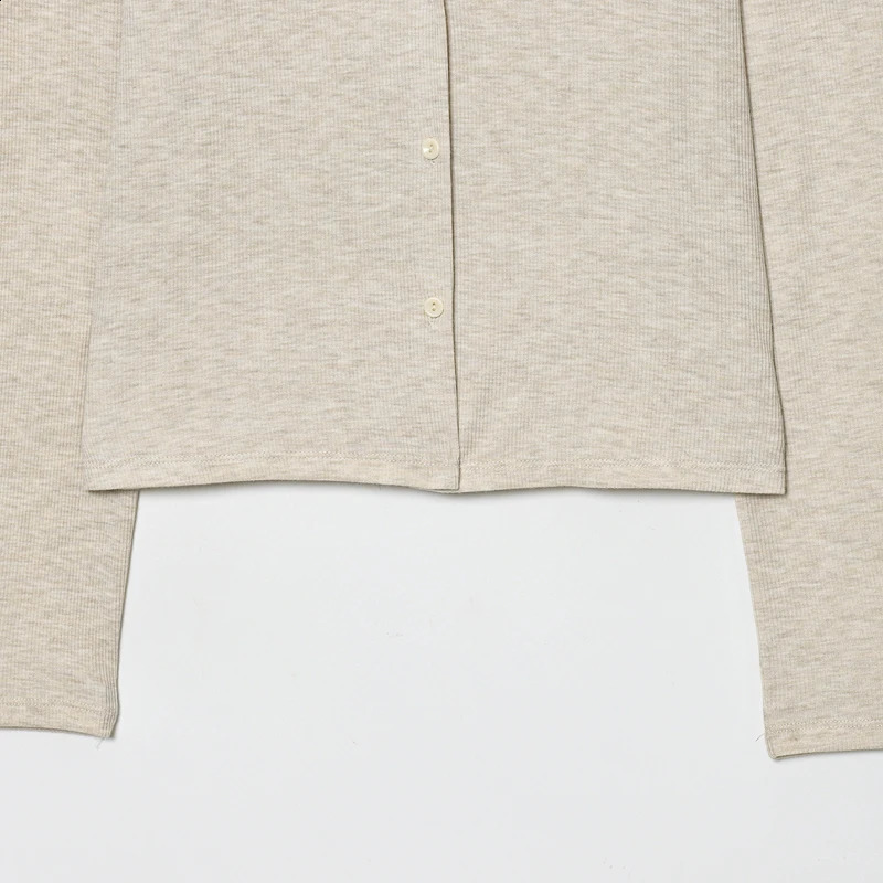 HXAO Crop Knit Cardigan For Women Autumn Spring Chic Lace Long Sleeve Knitwear Darkgrey Beige Sweaters Korean Cardigans 260209