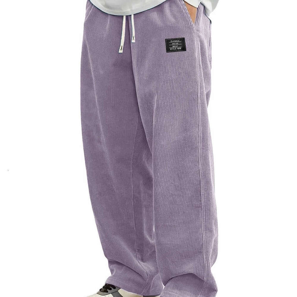 Amazon Cross-Border European Size Men's Autumn New Comfortable Long Loose Logo Corduroy Fabric Casual Pants