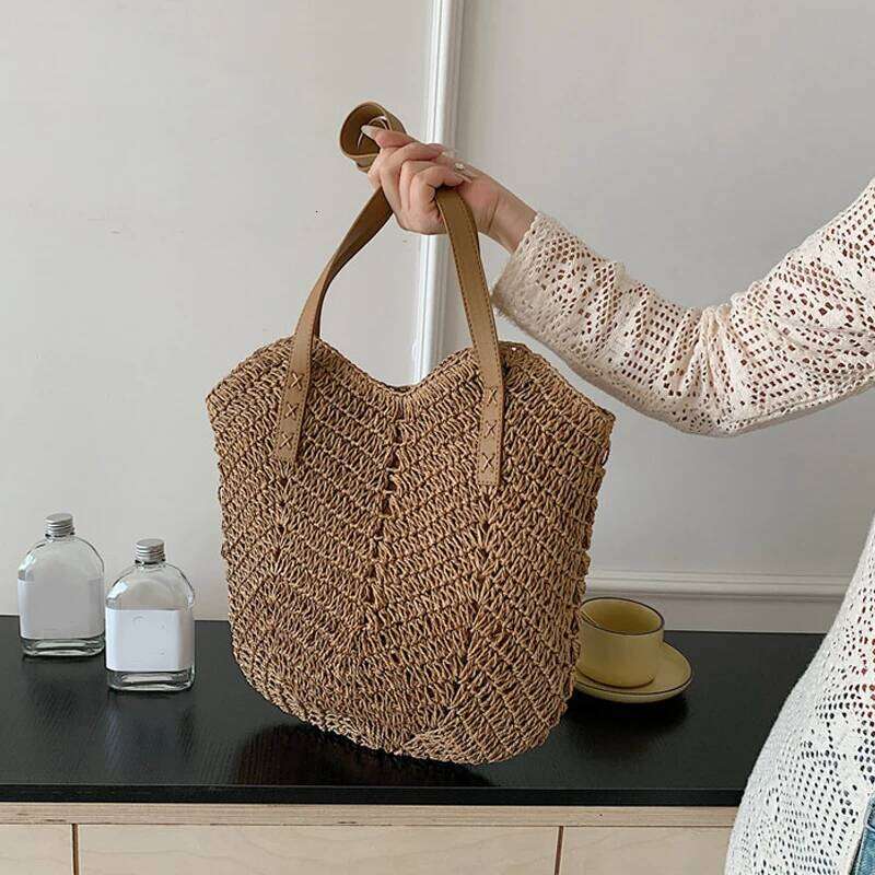 Handmade Fashion Shoulder Bag for Women with Bow Scarf Travel Beach Handbag Girls Shopping Pack Feminine Style Z260224