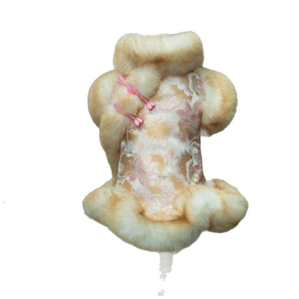 Dog Tang Suit Winter Fleece Warm Pet Clothes Festive Lion Dance Teddy Pomeranian Corgi Small Medium Dogs