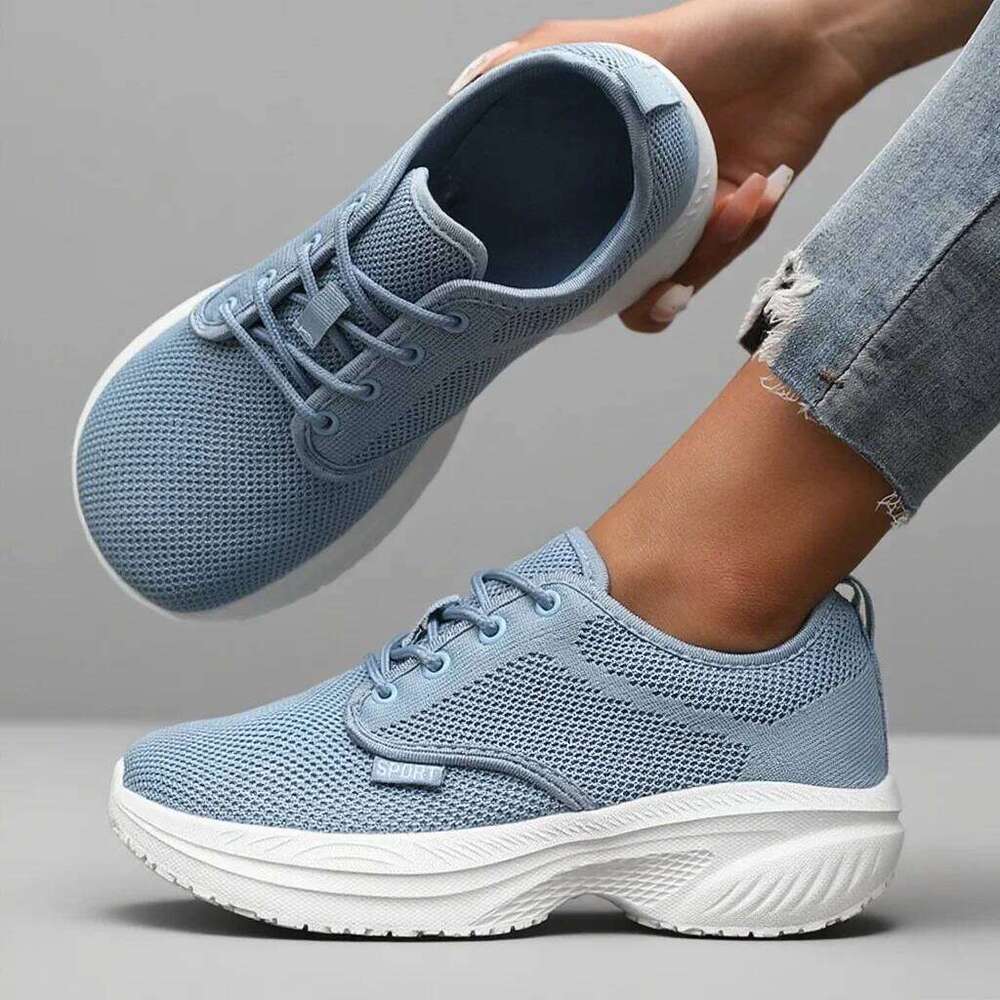 New Women's Platform Last Shoe Breathable Mesh Height Increasing Soft Soled Walking Shoes Simple Women Wide Footed Sneakers
