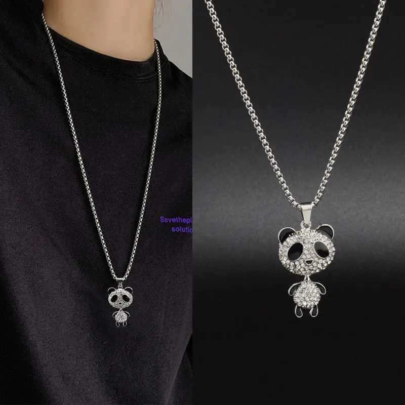 Fashion Movable Panda Necklace Lady Exquisite and Cute Cartoon Animal Hip-hop Personality All-match PendantXJ260224