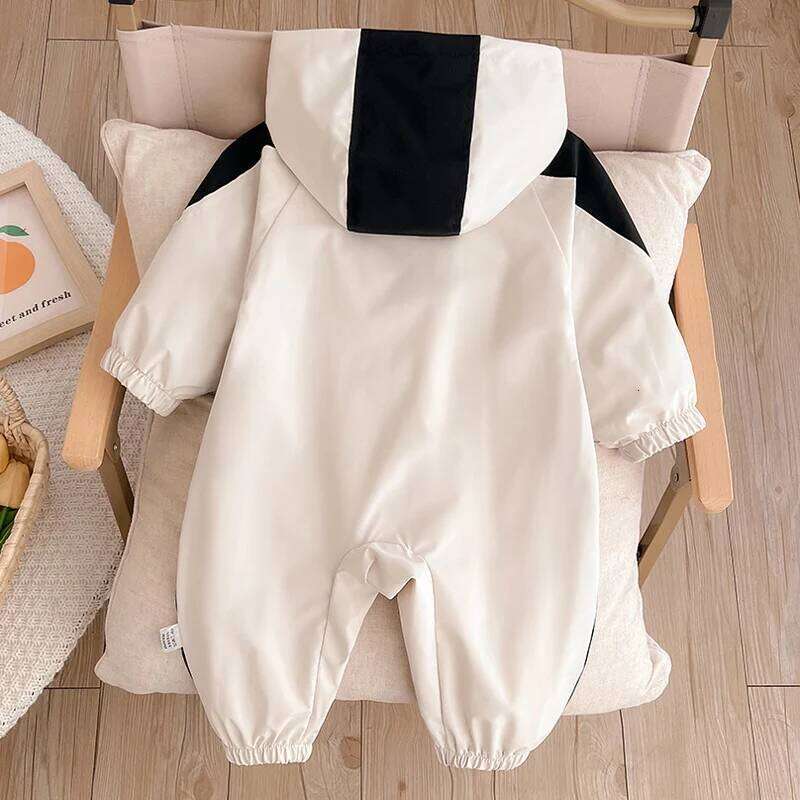 IYEAL Clothes Spring Double layered Stormtrooper Coat Baby Boys Black white color blocked jumpsuit Outerwear 26H0224