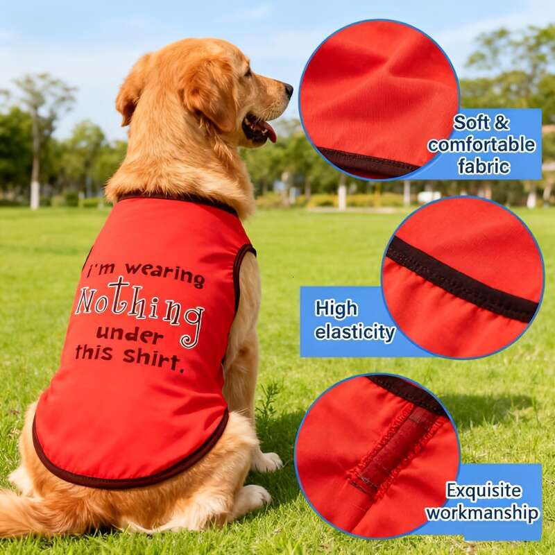 Doglemi Sleeveless Shirts For Breeds Breathable Lightweight Vests With Playful Text & Graphic Designs, All-Season Outdoor Playwear, Slip-On, Hand Wash