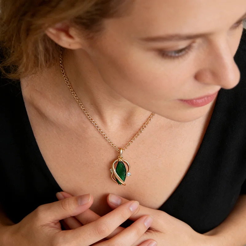 Kinel Shiny Green Natural Zircon Jewelry Sets for Woman Fashion 585 Rose Gold Color Ring Earrings Necklace 3Pcs Vintage 260207