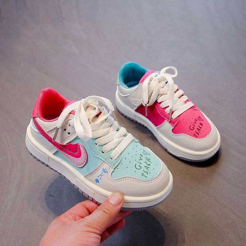 TJR New Children Casual Four Seasons Kids Single Mandarin Ducks Basketball Sports Boys Girls Sneaker Board Shoes 26W0224