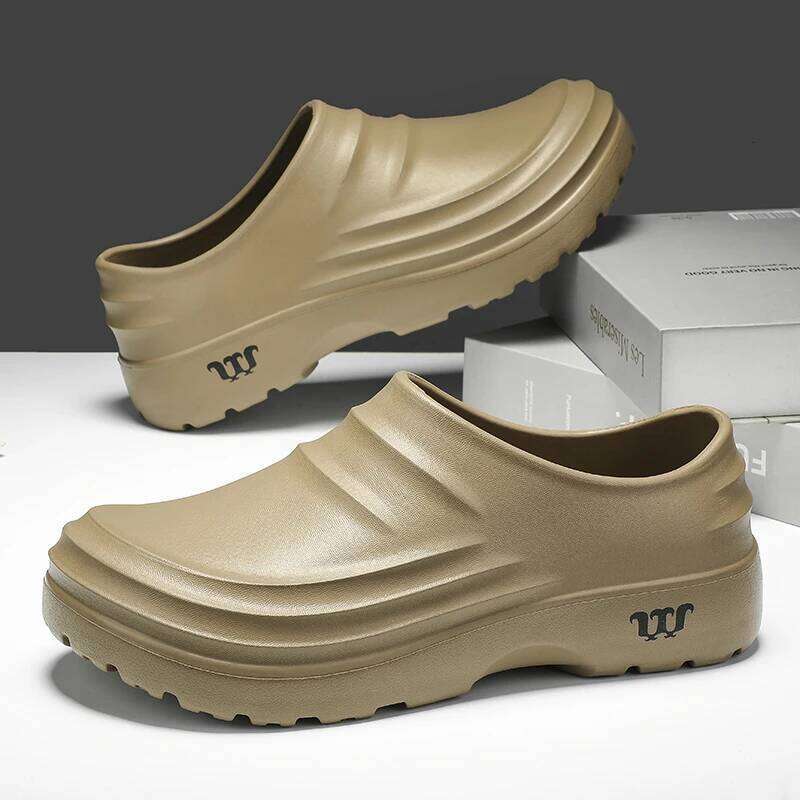 Summer Chef's Shoes Anti Slip Resistant Lazy Slipper Fashionable Beach Fishing Outdoor Wear Trendy Flat Slippers Men