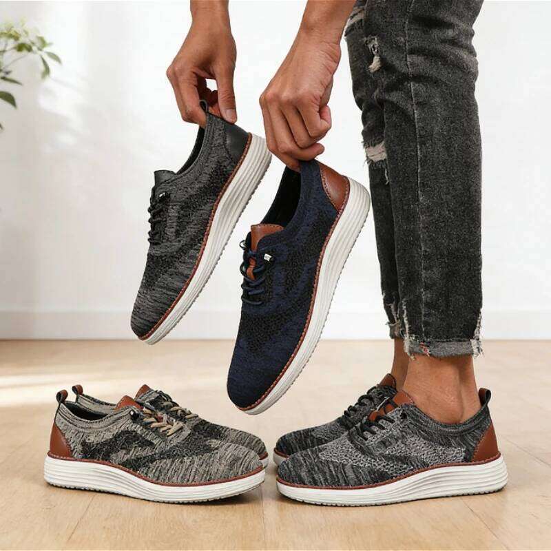 Men's Casual Knit Shoes Breathable Mesh Sneakers New Lightweight Comfortable Walking Shoe Fashion Daily Wear Non-Slip Size 39-46