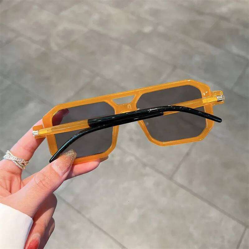 New Double Bridges Square Sunglasses Women Fashion Gradient Shades UV400 Retro Polygon Men Sun Glasses 26W0224