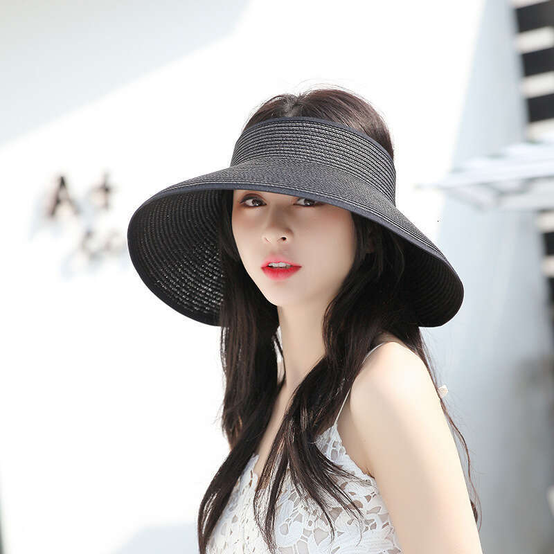 Roll-Up Wide Brim Visor Cap Female Fashion Topless sun hat Accessory for Summer Outdoor Activities