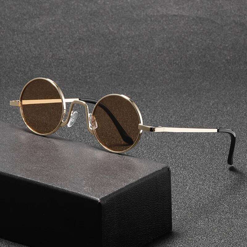 Fashion Retro Round Hippie for Women Men Trendy Punk Disco Party Glasses Circle Metal UV Protection Sunglasses 26W0224