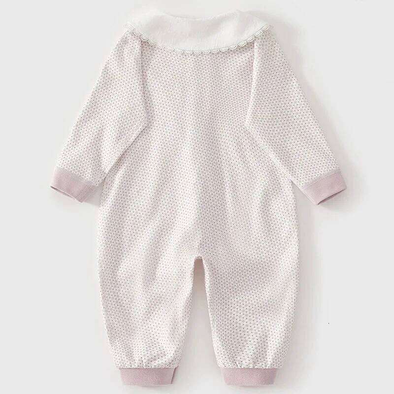 Spring Fall Newborn Girls Clothes Korean Fashion Cute Flowers Bow Long Sleeve Peter Pan Collar Jumpsuits Romper Baby Stuff B283 26H0224