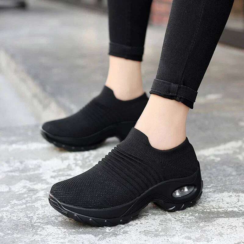 2025 Summer Knitting Sock Flat Casual Breathable Sneakers Flats Walking Shoes for Women