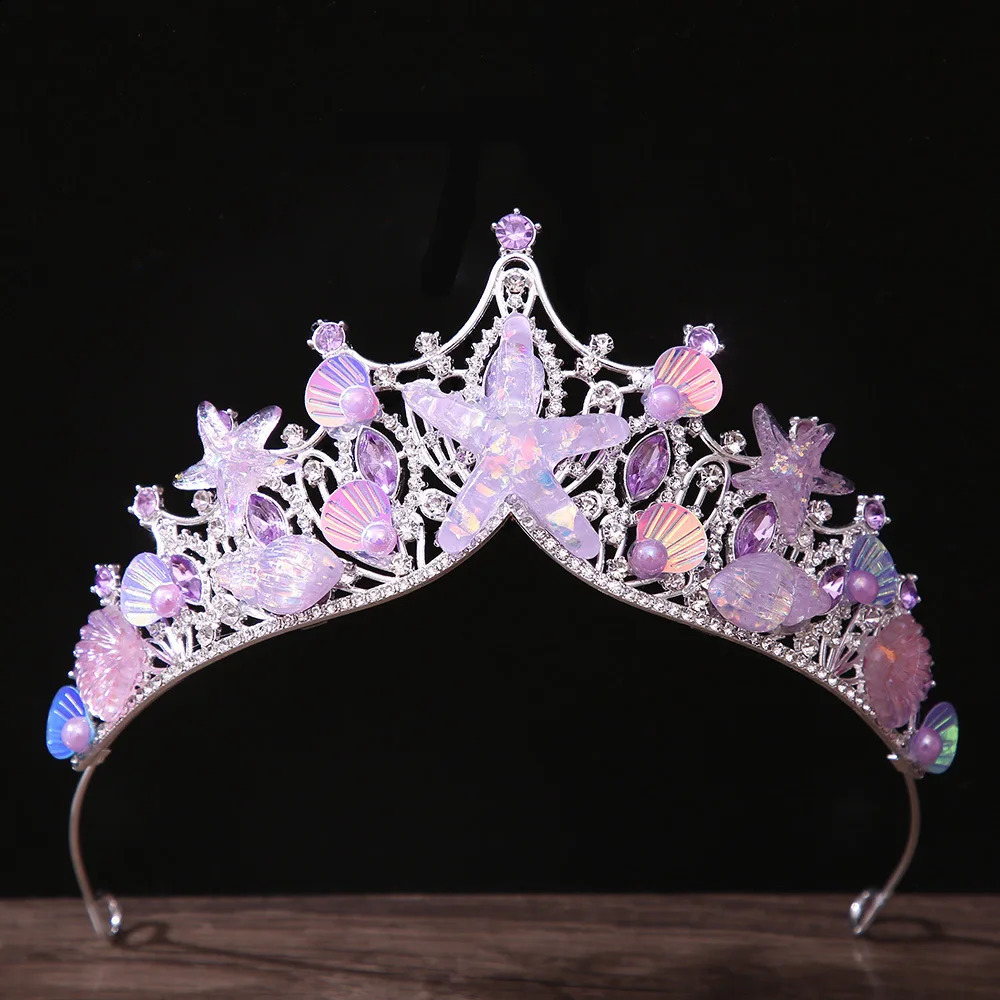KMVEXO Mermaid Fish Crowns Ocean Style Costume Seashell Starfish Tiaras for Women Girls Princess Birthday Party Hair Accessories 260208
