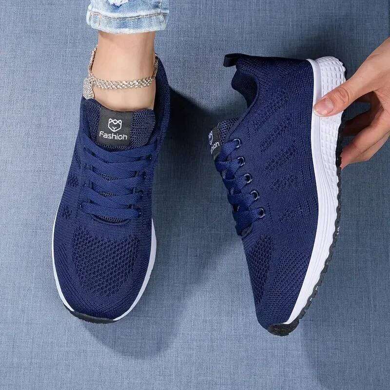 Women's Casual Summer Mesh Breathable Outdoor Platform Sneakers Lace Up Fashion Sports Walking Running Shoes for Women