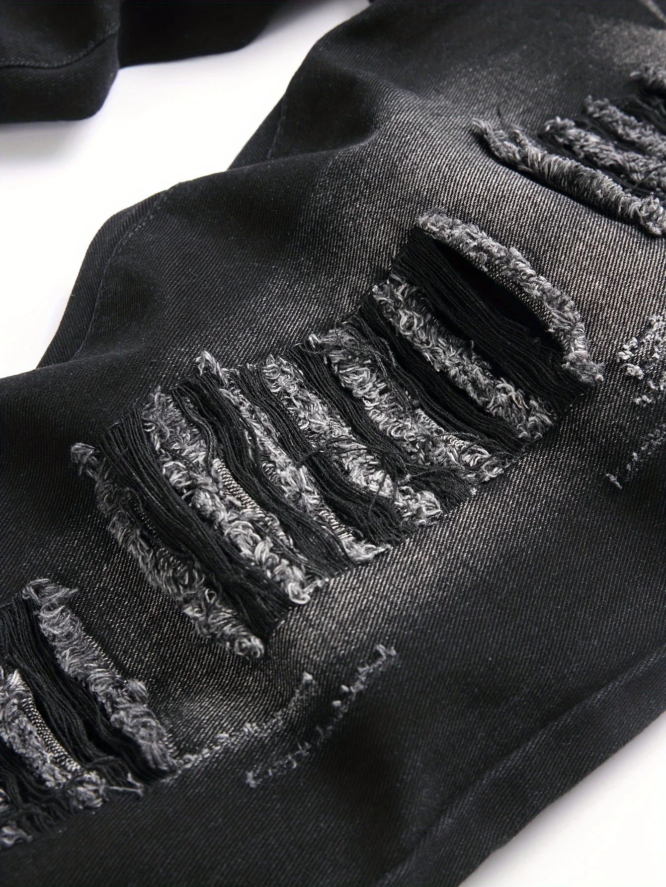 Mens trendy streetwear black ripped straightleg jeans an excellent gift for husbands or boyfriends 260207