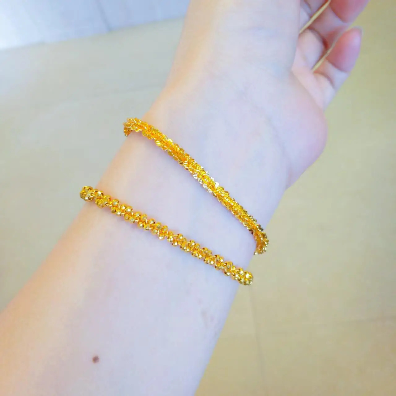 Sparkling Bracelet Necklace Set Womens 24K Gold AU999 Versatile shiny jewelry set easy to match for daily styling 260207