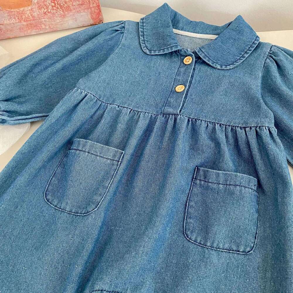 Autumn New Baby Long Sleeve Denim Romper Infant Boy Girl Versatile Lapel Jumpsuit Newborn Toddler Casual Clothes 0-24M 26H0224